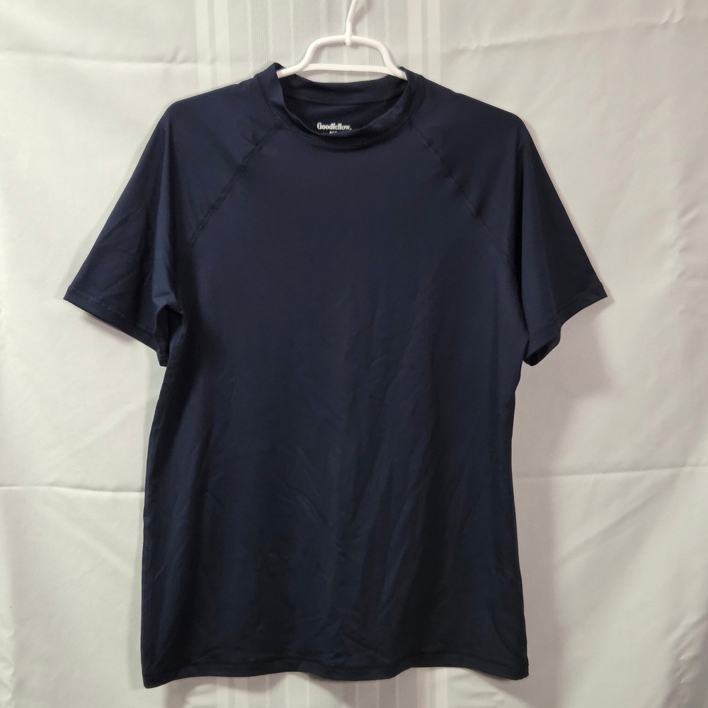 Goodfellow Rashguard Mens M Navy Blue Short Sleeve Slim Fit UPF 50+ Swim Shirt